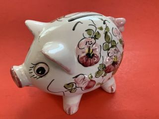 Vintage Ceramic Piggy Bank Hand Painted In Italy 1960 