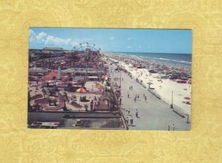 Fl Daytona Beach 1950 - 60s Vintage Postcard Boardwalk Amusement Rides Florida