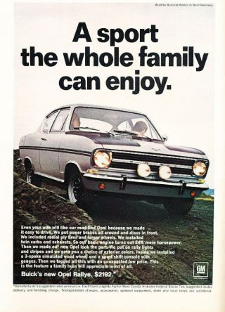 1967 Buick Opel Rallye Classic Car Vintage Print Advertisement Ad