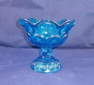 Vintage Blue Moon & Stars 5.  5 " Footed Compote By L.  E.  Smith