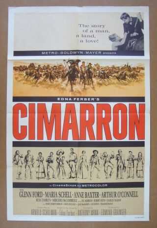 Cimarron Anne Baxter Glenn Ford 1960 27x41 Style A Movie Poster