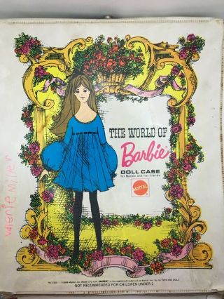 Vintage 1968 World Of Barbie Doll Case By Mattel (white,  Blue Dress,  Rare)