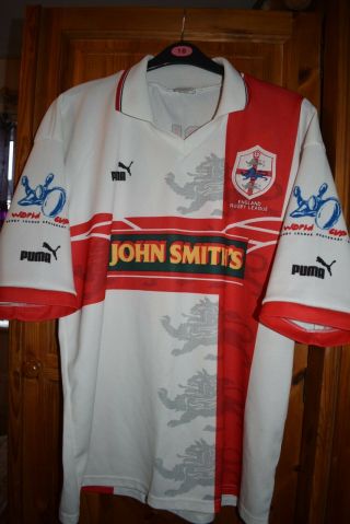 Puma Vintage England Rugby League World Cup Home Shirt 1995 No Size Tag App 44 "