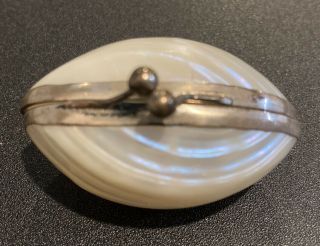 Vintage Mother Of Pearl Abalone Sea Shell Trinket Box /case Hinged