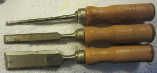 Vintage Wood Handle Japan Chisel Set,  Wood Tools,  1/4,  1/2,  1 "