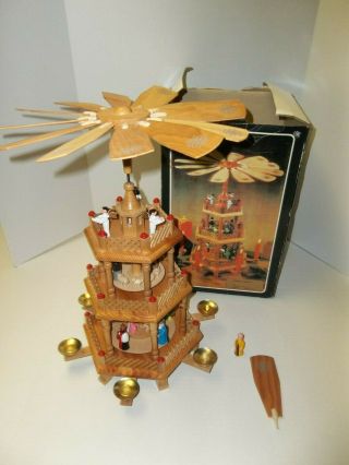 Vintage Christmas Carousel 3 Tier Windmill Pyramid Candle Holder Please Read Des