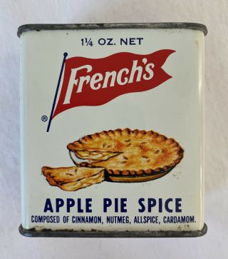 Vintage French’s Apple Pie Spice Tin Stamped 33 Cents Tin Top Rochester Ny