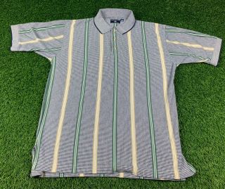 Vintage Glen Gate Mens Polo Shirt Large Striped Made In Usa Srd Embroidered D24