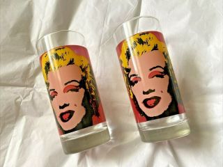 2 Marilyn Monroe Andy Warhol Drinking Glasses Red 6 " Drinking Glasses High Ball