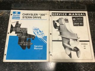 2 Vintage Chryslar Outboard Motor Shop Service Manuals 300 Stern Drive And 90