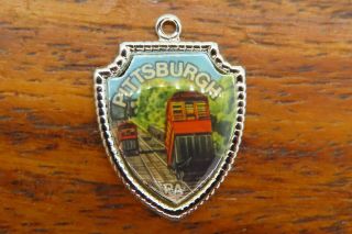Vintage Sterling Silver Pittsburgh Pennsylvania Train Travel Shield Charm 20 - 31