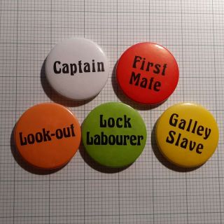 Set Of 5 Vintage Metal Pin Badges Boating Or Sailing Theme Captain First Mate