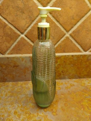 Vintage Avon Golden Harvest Corn On The Cob Glass Lotion Oil Soap Pump Dispenser