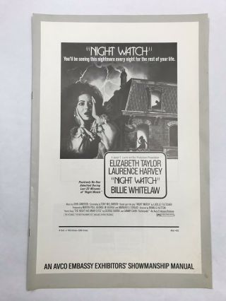 Night Watch Pressbook 8 Pages 11x17 Movie Poster Elizabeth Taylor Horror 73 1089