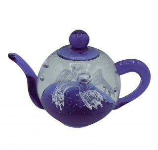 Vtg Purple Glass Teapot Paperweight By Dynasty Gallery Heirloom Collectibles
