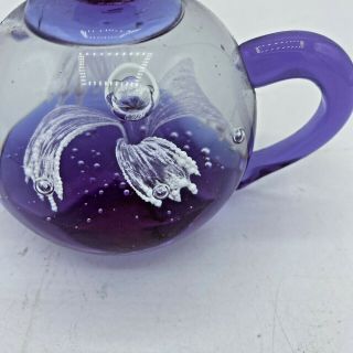 VTG Purple Glass Teapot Paperweight By Dynasty Gallery Heirloom Collectibles 3