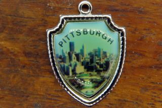 Vintage Sterling Silver Pittsburgh Pennsylvania State Travel Shield Charm E31