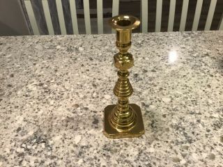 Vintage Baldwin Brass Candlestick Holder 9 3/4” Tall Square Base