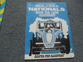4 Vintage Motor Cycle Programmes from the 70 ' s,  Santa Pod,  Speedway,  Hutchinson 3