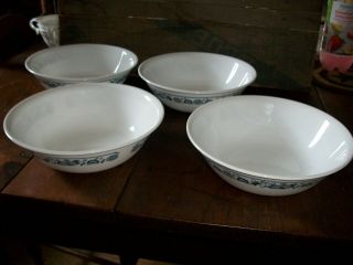Vintage Corning Corelle Old Town Blue Onion Pattern (4) Serving Bowls (8 1/2 In)