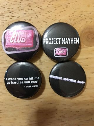 Fight Club Movie Promo Set Of 4 Buttons Pins