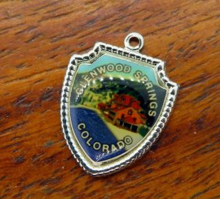 Vintage Sterling Silver Glenwood Springs Colorado Travel Shield Charm E27