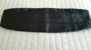 Vintage Black Cummerbund High Waist Unisex Adjustable Shiny Belt Max 42 "