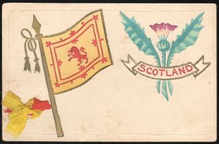 Vintage Royal Standard Of The King Of Scots Flag & Thistle Postcard -