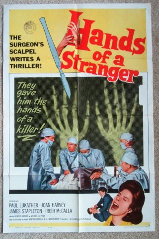 Hands Of A Stranger 1962 1sht Movie Poster Fld Ex