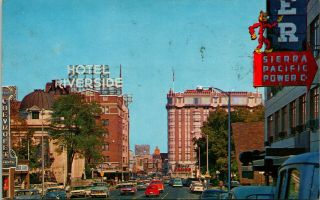 Vtg Chrome Postcard 1962 Reno Nevada Nv Virginia Street View Riverside Hotels