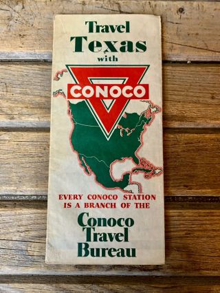 Vintage Travel Texas Conoco Service Station Road Map Bird & Worm Bronz - Z - Z Gas.