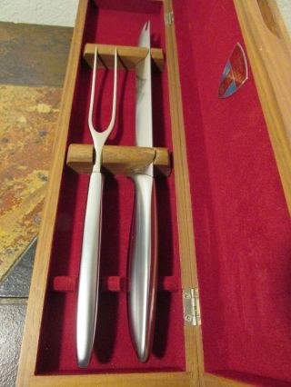Vtg,  Gerber Legendary Blades,  Knife & Fork Set,  W/ Walnut Box
