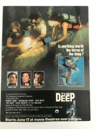 The Deep Robert Shaw,  Nick Nolte,  Jacqueline Bisset,  Vintage 1977 Print Ad