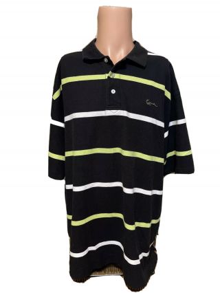 Vintage Karl Kani Gold Black Striped Short Sleeve Polo Shirt 2 Pac Mens Size 2xl
