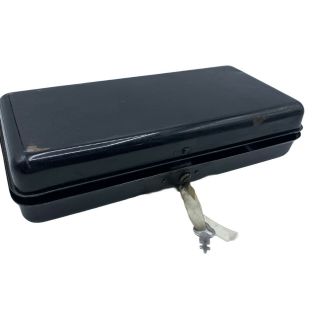 Vintage Cash Box W/ Key,  Black,  Compact 11” X 6” X 3”