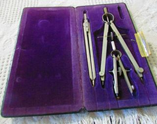 Vintage Dietzgen Compass Drafting Set With Case Germany 1285 - 3b