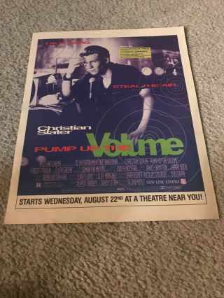 Vintage 1990 Pump Up The Volume Movie Poster Print Ad Christian Slater