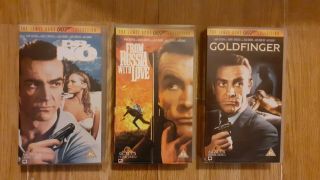 James Bond Vhs Vintage Bundle: Dr No/goldfinger/from Russia With Love