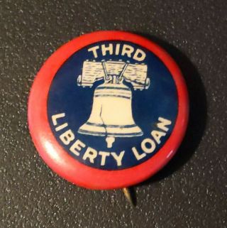 Ww1 Whitehead & Hoag Third Liberty Loan Military Pin Back Button Vintage