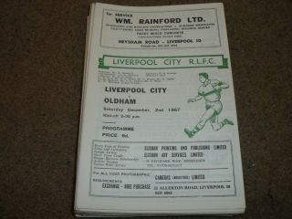 Vintage Liverpool City V Oldham 2nd December 1967 Last Season In League