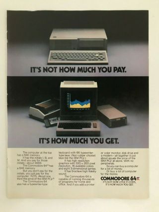 Commodore 64 Computer Has 64k Memory Vintage 1984 Print Ad