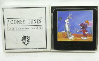 Vintage 1993 Wb Looney Tunes Cartoon Coasters Set Of 6 Bugs Bunny Daffy Martian