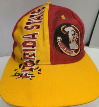Vtg Florida State Seminoles Snapback Cap Pinwheel 90s Fsu Hat Ncaa