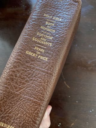 1977 Lds Book Of Mormon Quad Holy Bible Scripture Vintage Leather Church Kjv