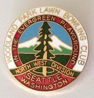 Woodland Park Seattle Washington Lawn Bowling Club Badge Rare Vintage (l31)
