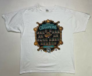 Vintage Starter Florida Marlins Mlb World Series Champions 1997 Men T - Shirt Xl