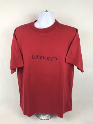 Rare Vtg 90’s Edinburgh Sweater Shop Short Embroidered Sleeve T - Shirt Size Xl
