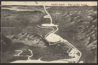 Egypt - Port Said - Plan Of The Canal - Vintage Printed Postcard