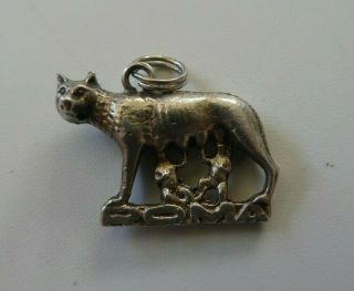 Vintage 800 Silver Roma Rome Italy Wolf Lupus With Romulus & Remus Charm