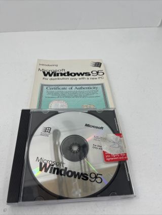 Vintage Microsoft Windows 95 Program License & Certificate,  With Cd,